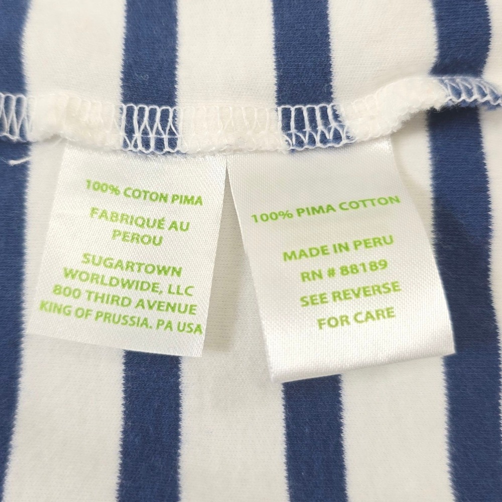 Lilly Pulitzer Striped T-Shirt Dress Puff Sleeve Blue White Size L - Picture 6 of 9